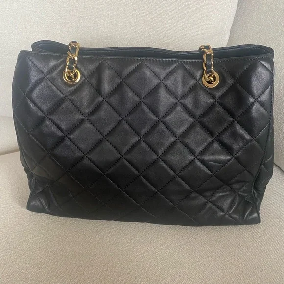 Susannah Michael Kors Black Quilted Chain Tote Bag - Picture 2 of 12